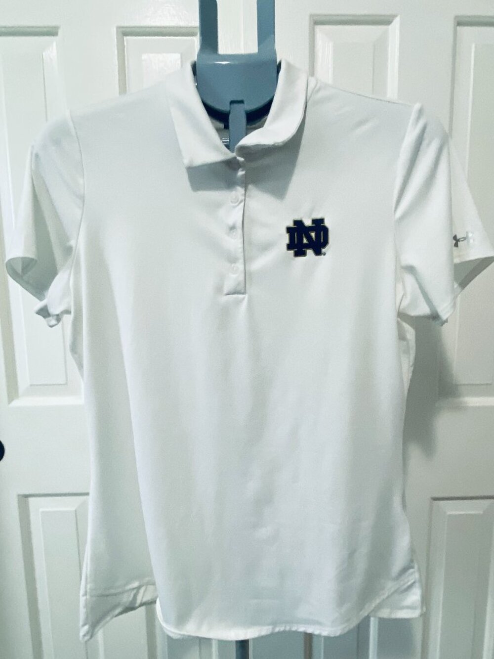 Notre Dame Fighting Irish Under Armour Heat Gear White Performance Polo Men's Lg
